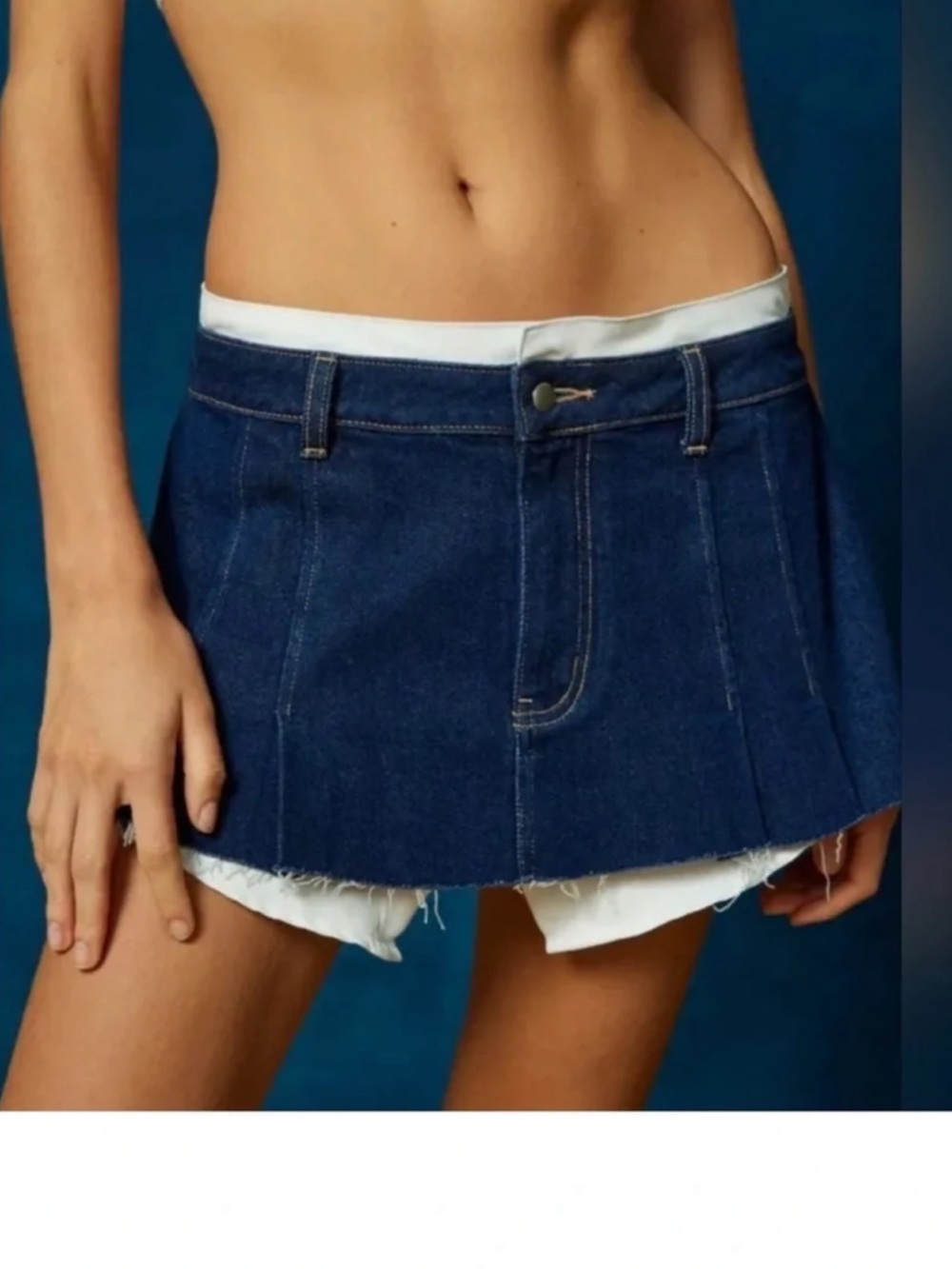 BDG Urban Outfitters Denim Mini Skirt with White Layered Hem